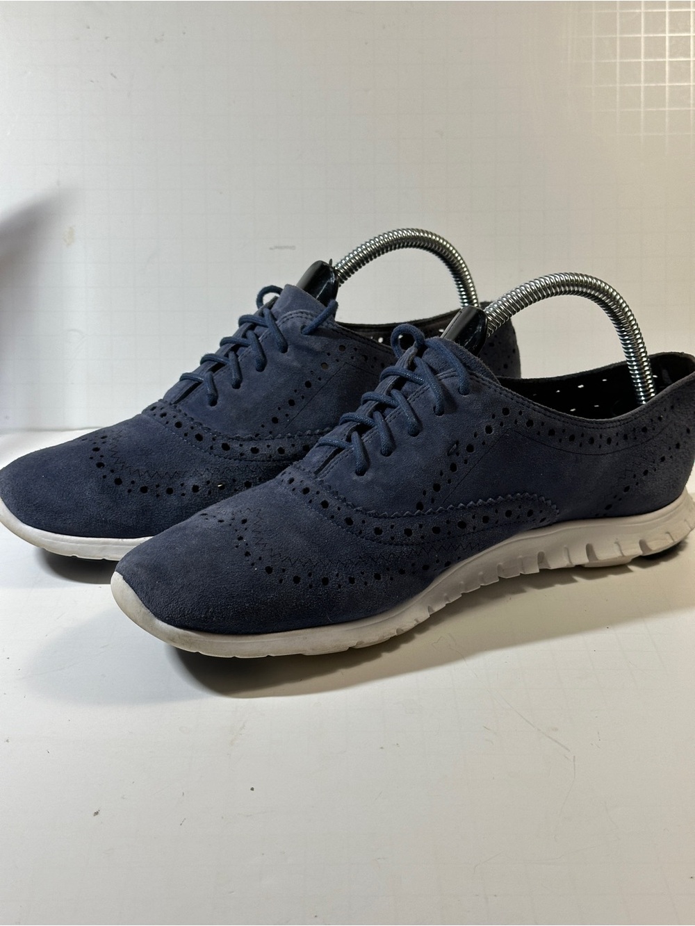 Cole Haan ZerøGrand Blue Suede Wingtip Oxford Shoes Women’s 7.5B